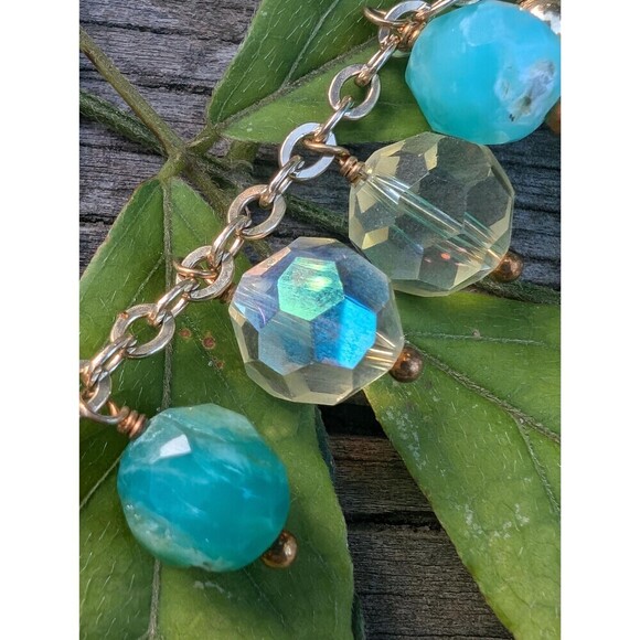 Vintage Chalcedony Green Stone Dangle Earrings - Picture 9 of 10